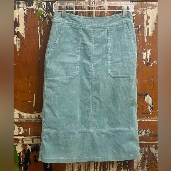 Boden Turquoise Blue  Corduroy A-Line Skirt - Picture 6 of 8